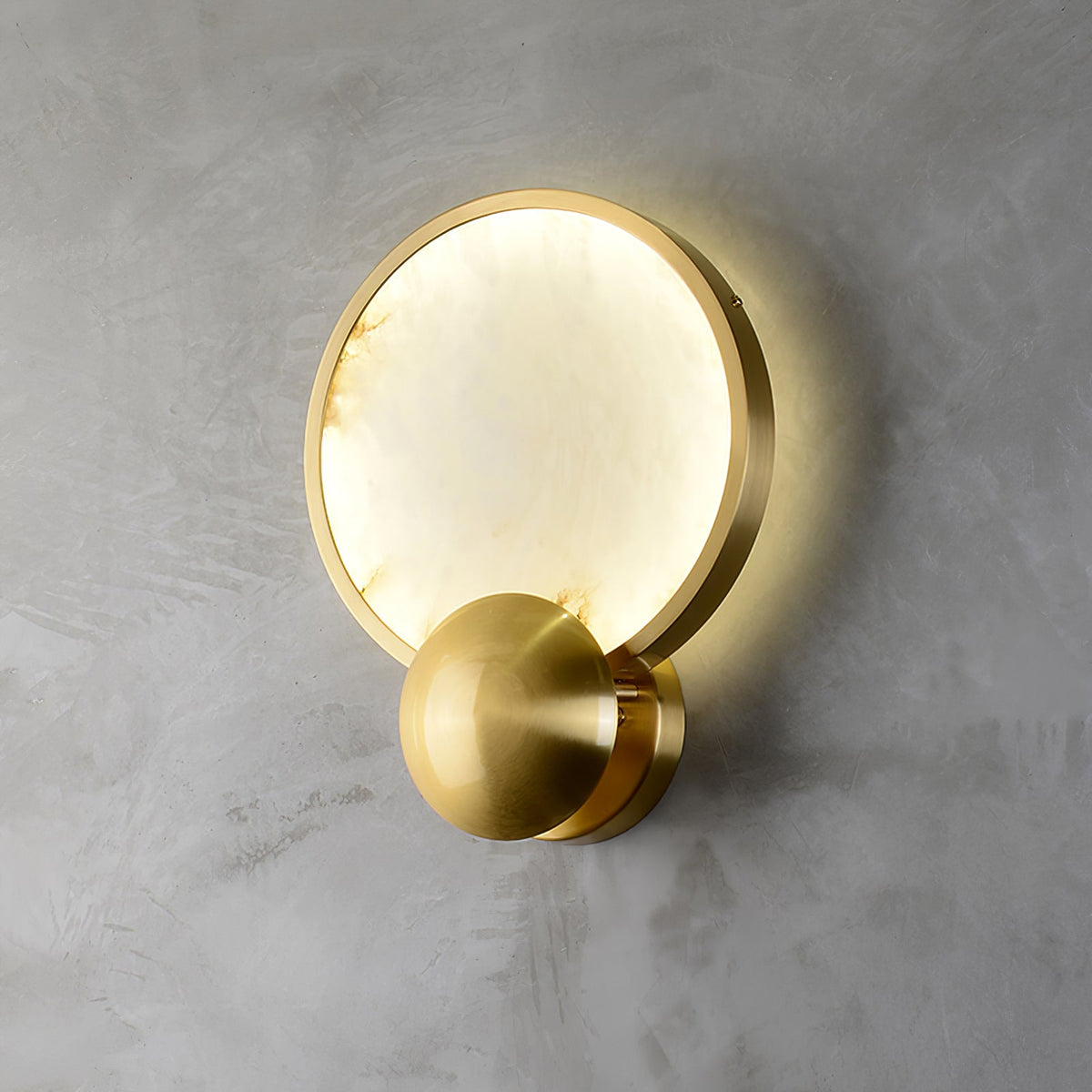 Accent Alabaster Wall Sconce in Brushed Gold – Modern LED Wall Light for Bedroom, Living Room & Hallway