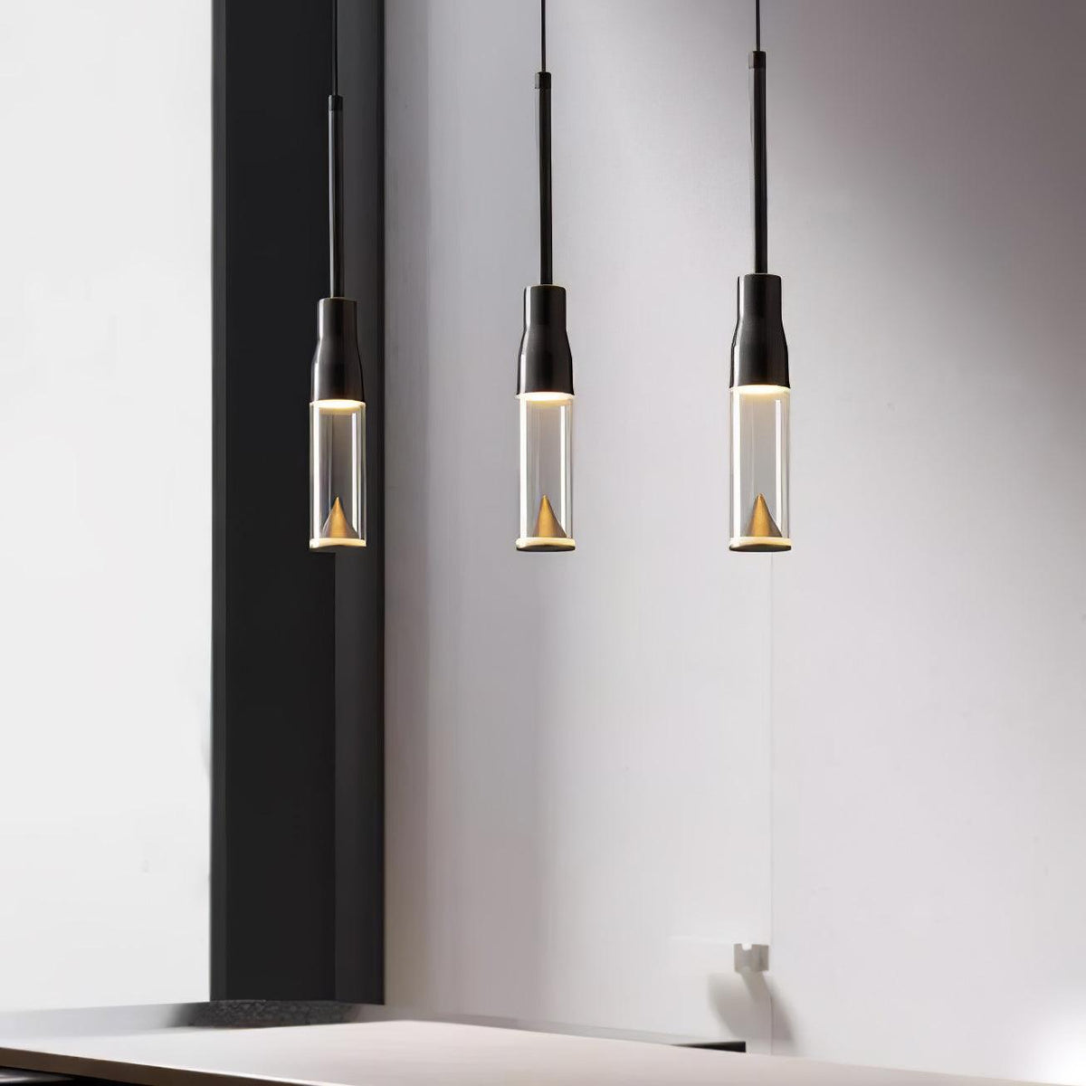 Modern Acrylic Hat Plate Pendant Light with Brass Accents