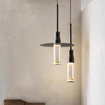 Modern Acrylic Hat Plate Pendant Light with Brass Accents