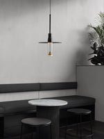 Modern Acrylic Hat Plate Pendant Light with Brass Accents