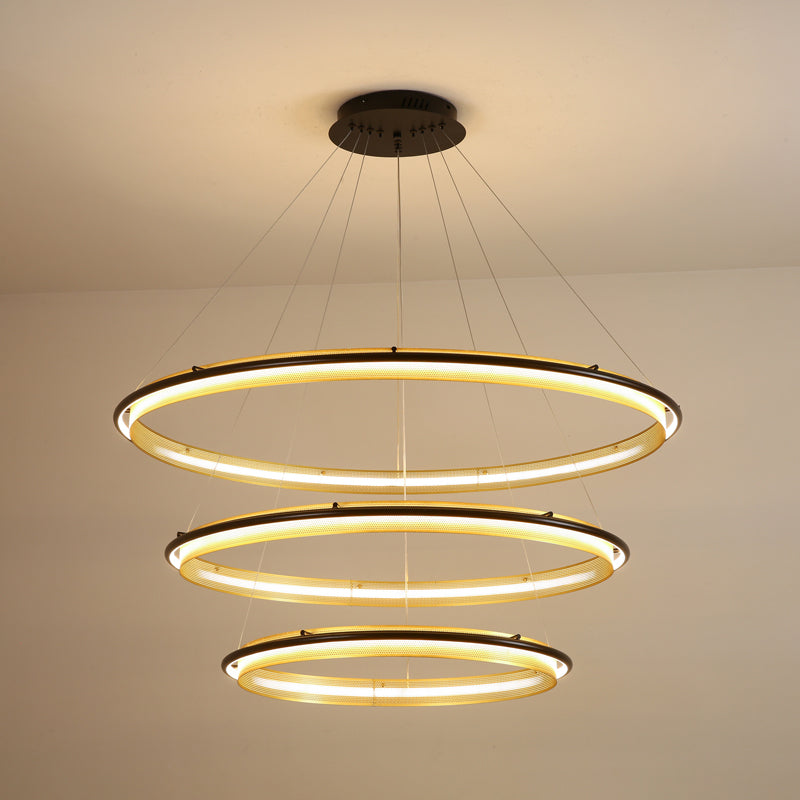 Modern Acrylic LED Round Chandelier for Dining Room and Living Room