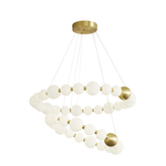 Acrylic Pearl Chandelier in Brass – Modern LED Pendant for Dining Room and Living Room