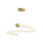 Acrylic Pearl Chandelier in Brass – Modern LED Pendant for Dining Room and Living Room