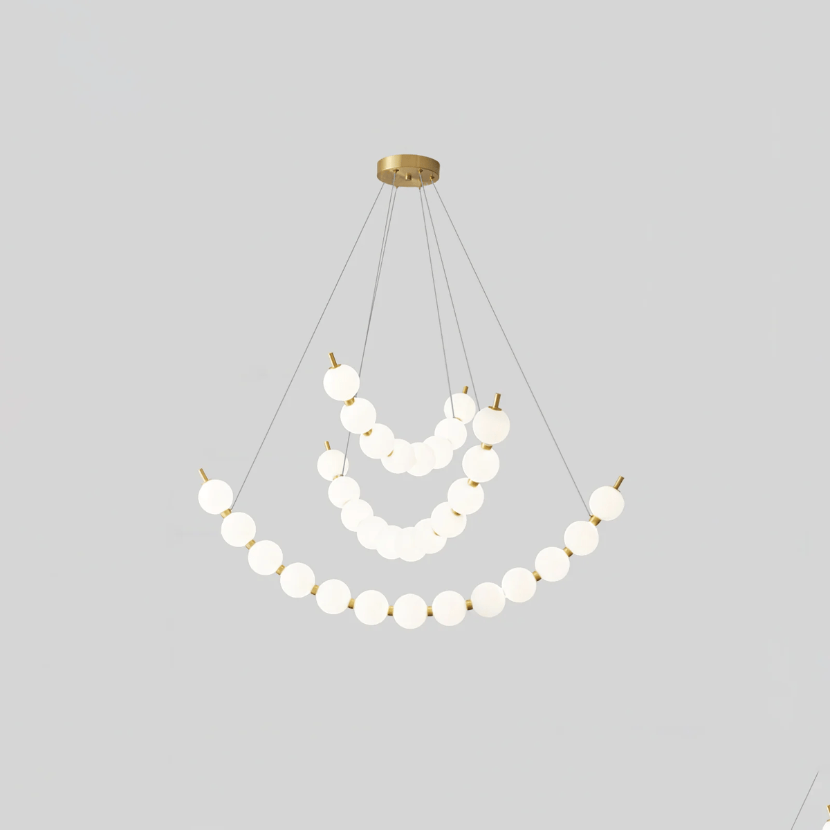 Acrylic Pearl Chandelier in Brass – Modern LED Pendant for Dining Room and Living Room