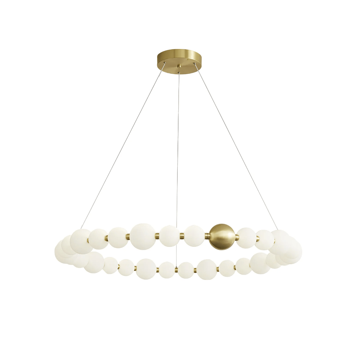 Acrylic Pearl Chandelier in Brass – Modern LED Pendant for Dining Room and Living Room