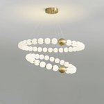 Acrylic Pearl Chandelier in Brass – Modern LED Pendant for Dining Room and Living Room