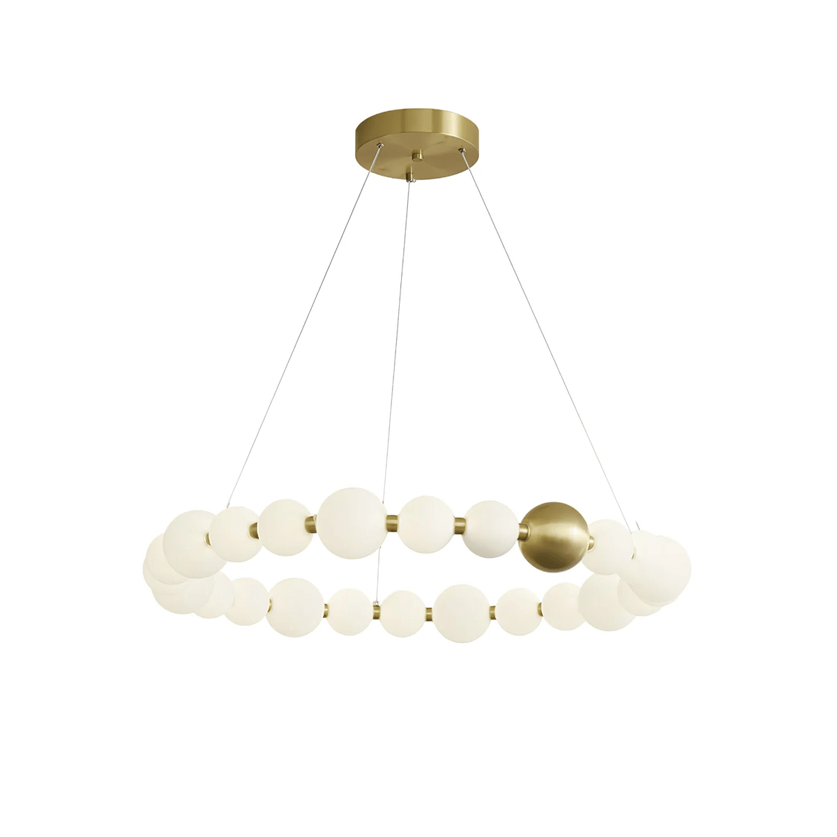 Acrylic Pearl Chandelier in Brass – Modern LED Pendant for Dining Room and Living Room