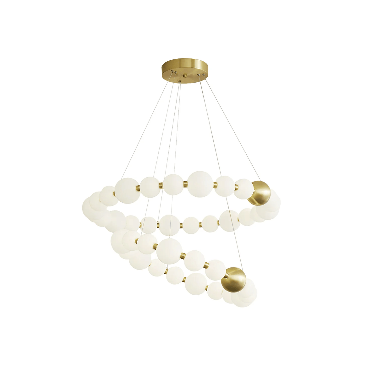 Acrylic Pearl Chandelier in Brass – Modern LED Pendant for Dining Room and Living Room