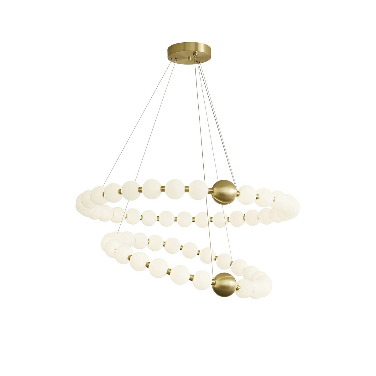 Acrylic Pearl Chandelier in Brass – Modern LED Pendant for Dining Room and Living Room