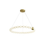 Acrylic Pearl Chandelier in Brass – Modern LED Pendant for Dining Room and Living Room