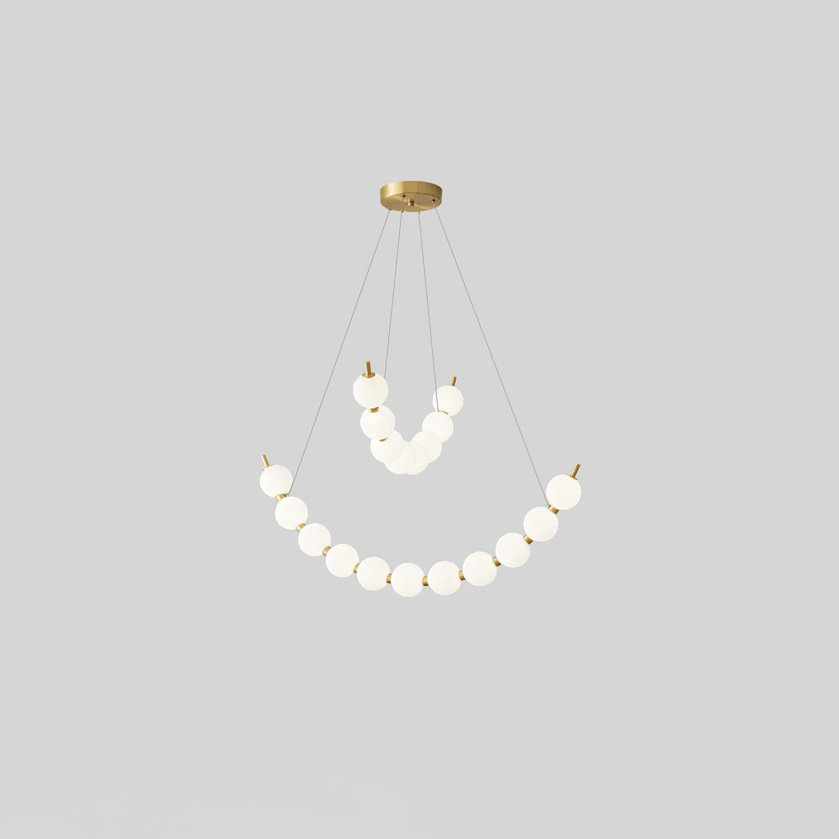 Acrylic Pearl Chandelier in Brass – Modern LED Pendant for Dining Room and Living Room