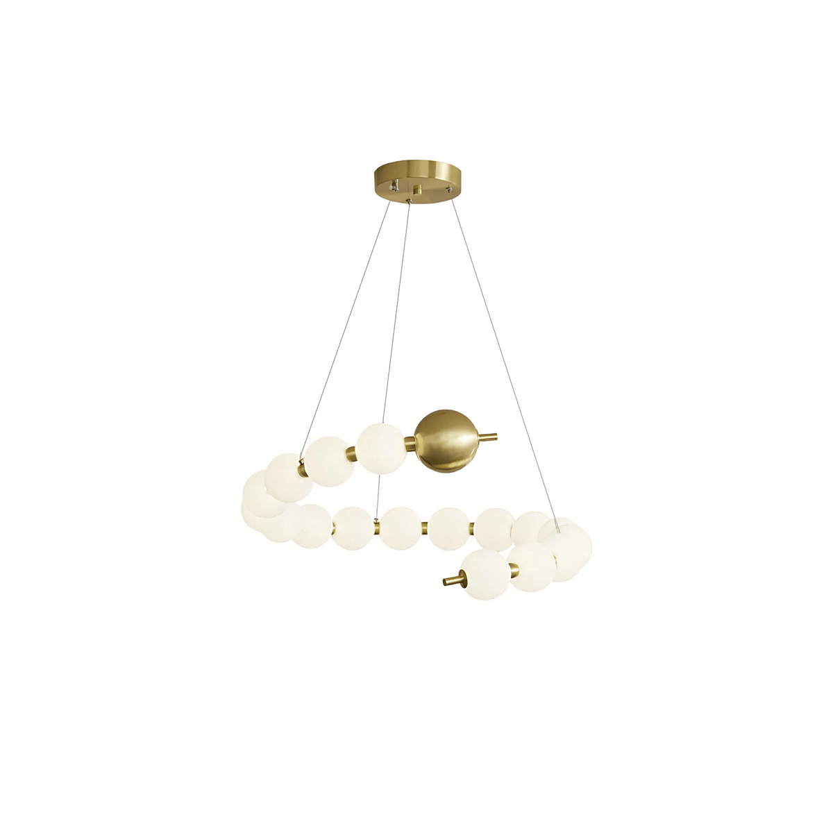 Acrylic Pearl Chandelier in Brass – Modern LED Pendant for Dining Room and Living Room