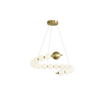 Acrylic Pearl Chandelier in Brass – Modern LED Pendant for Dining Room and Living Room