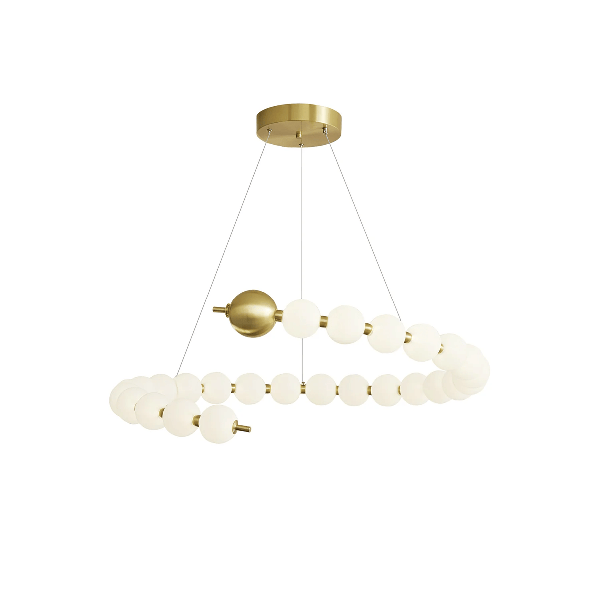 Acrylic Pearl Chandelier in Brass – Modern LED Pendant for Dining Room and Living Room