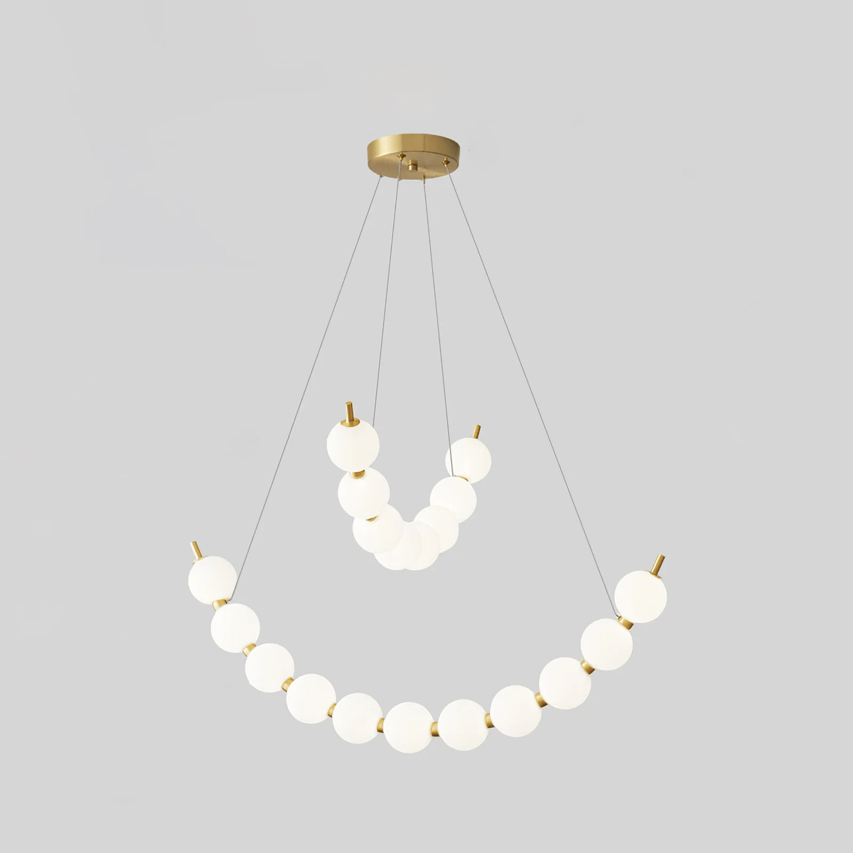 Acrylic Pearl Chandelier in Brass – Modern LED Pendant for Dining Room and Living Room