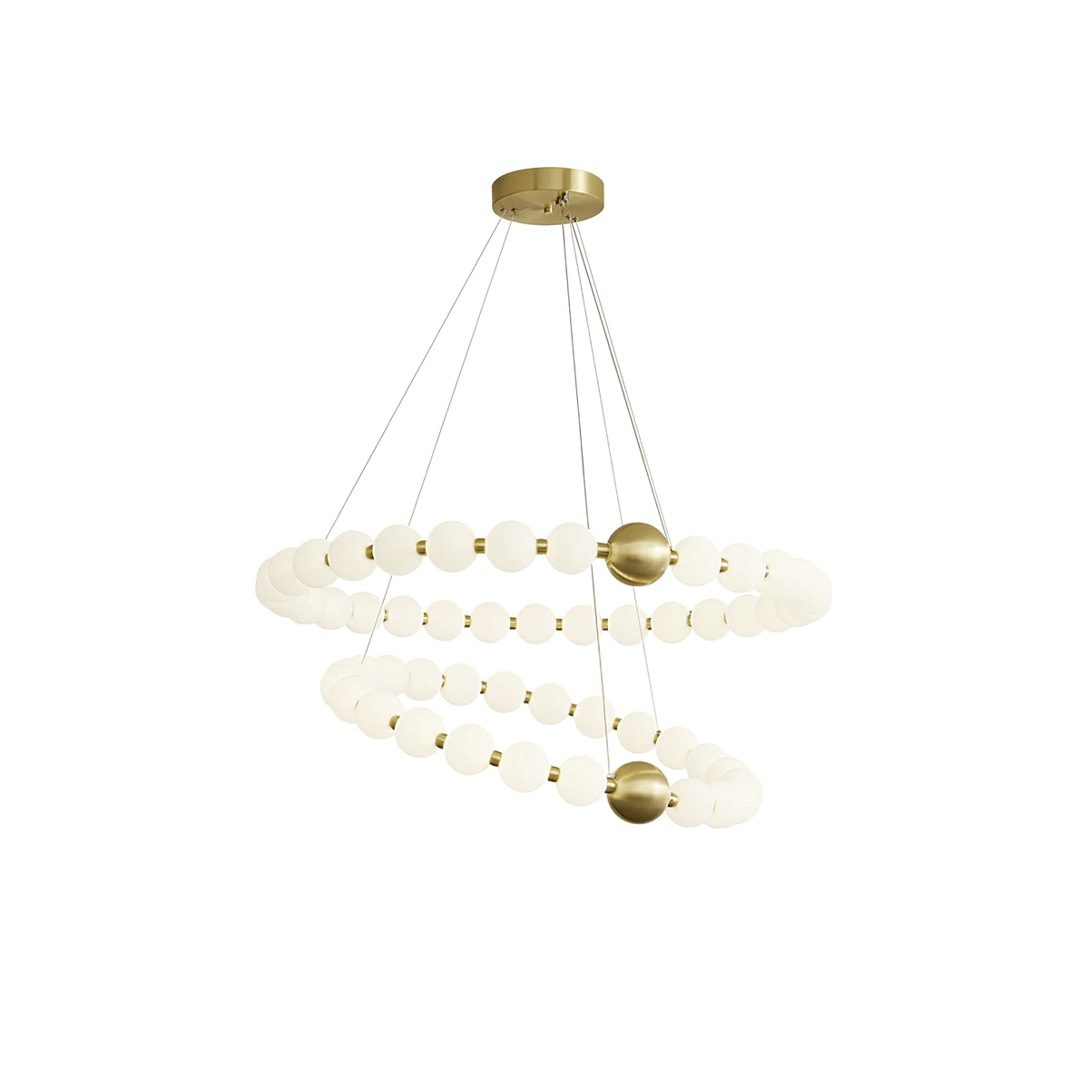 Acrylic Pearl Chandelier in Brass – Modern LED Pendant for Dining Room and Living Room