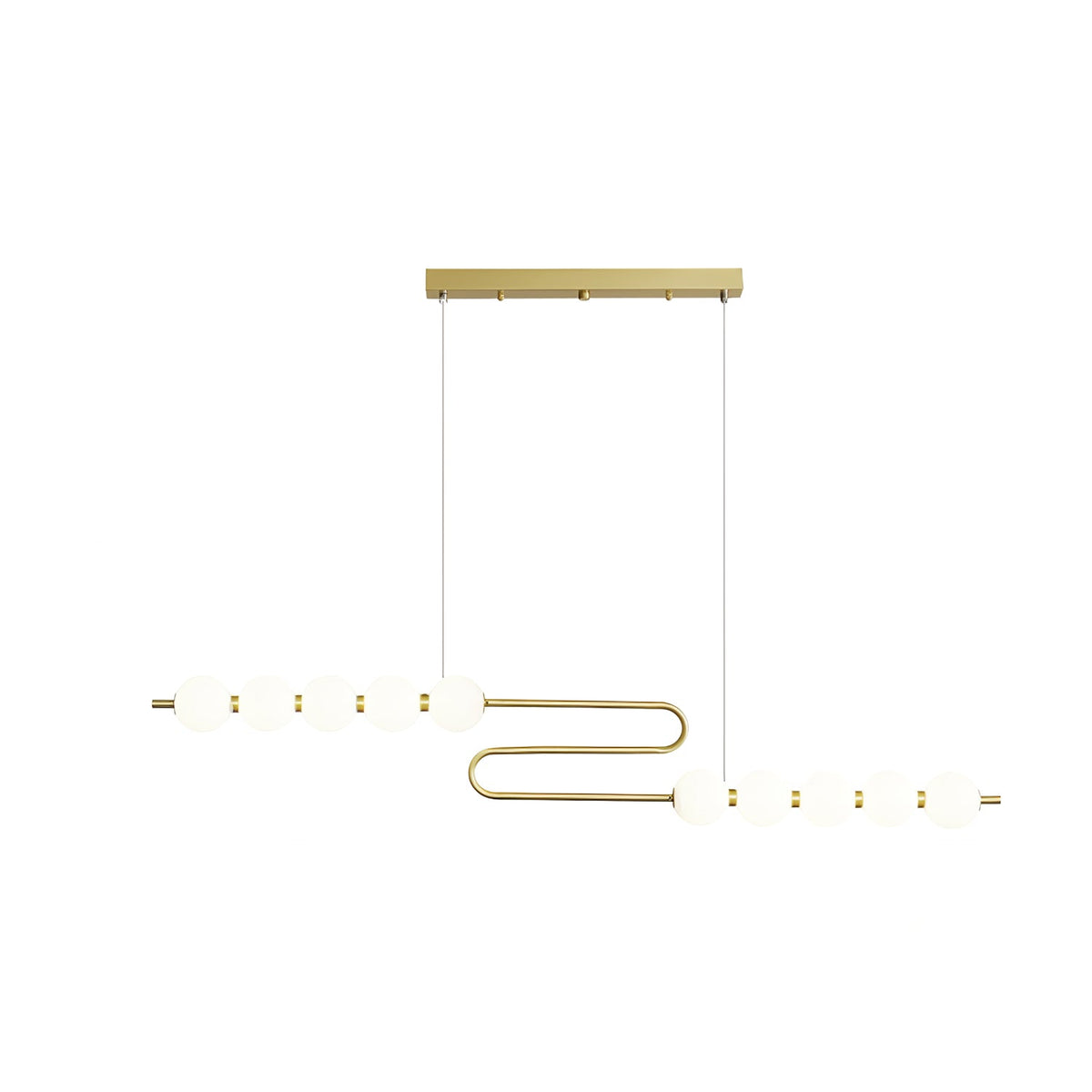 Acrylic Pearl Chandelier in Brass – Modern LED Pendant for Dining Room and Living Room