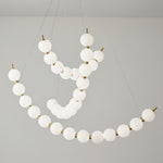 Acrylic Pearl Chandelier in Brass – Modern LED Pendant for Dining Room and Living Room