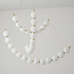 Acrylic Pearl Chandelier in Brass – Modern LED Pendant for Dining Room and Living Room