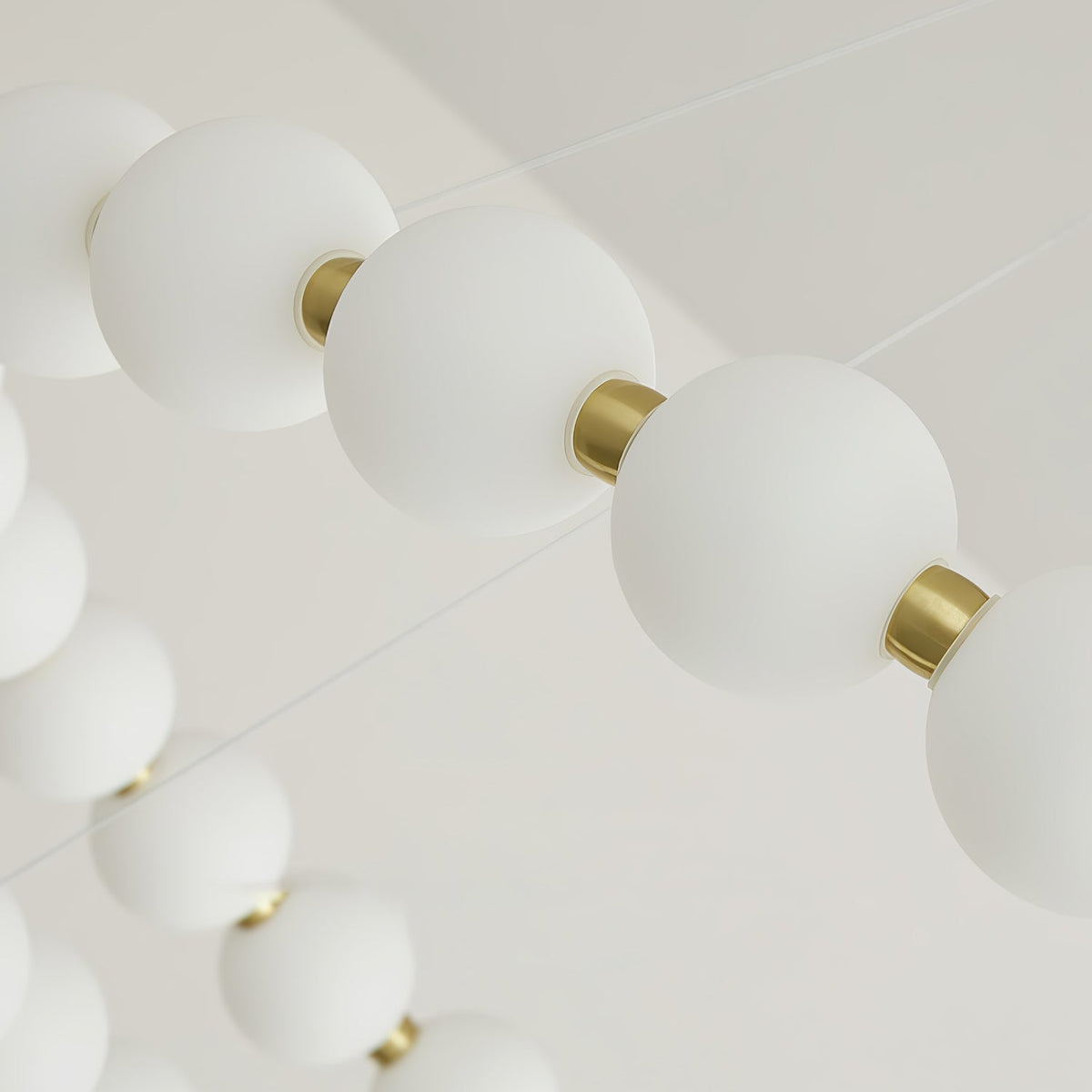 Acrylic Pearl Chandelier in Brass – Modern LED Pendant for Dining Room and Living Room