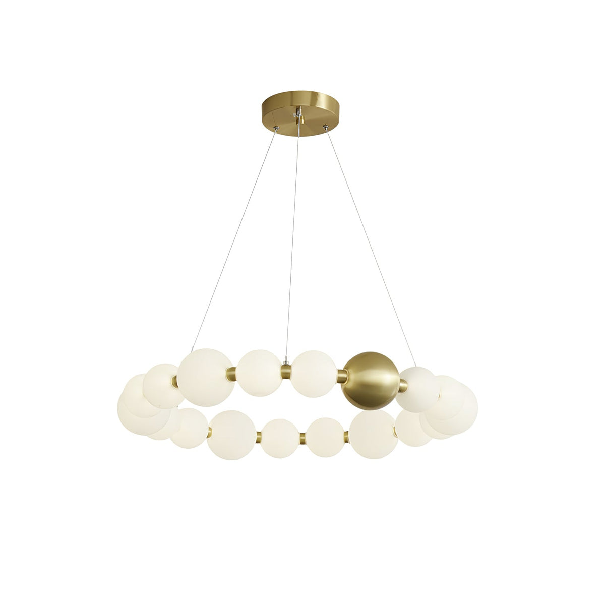 Acrylic Pearl Chandelier in Brass – Modern LED Pendant for Dining Room and Living Room