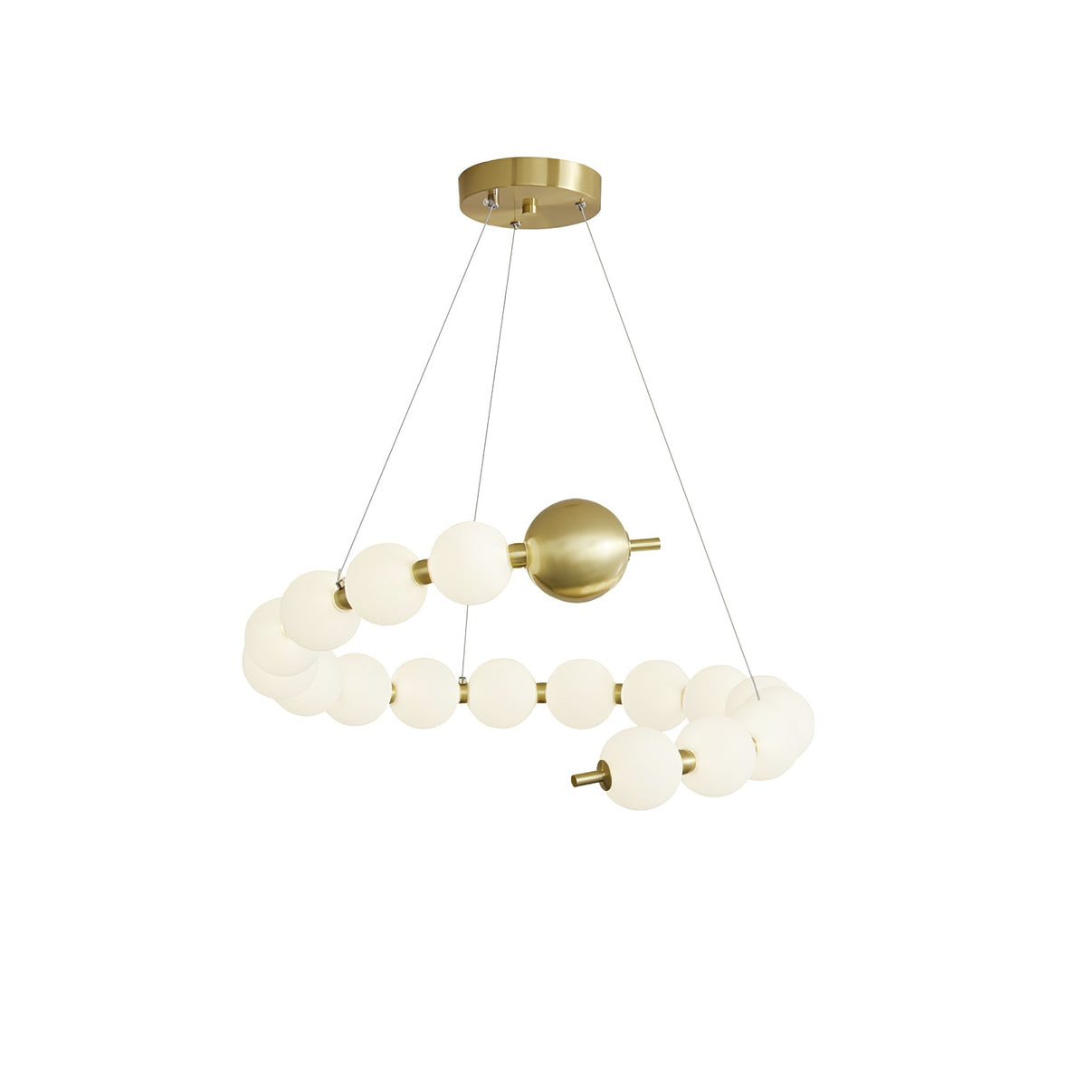 Acrylic Pearl Chandelier in Brass – Modern LED Pendant for Dining Room and Living Room