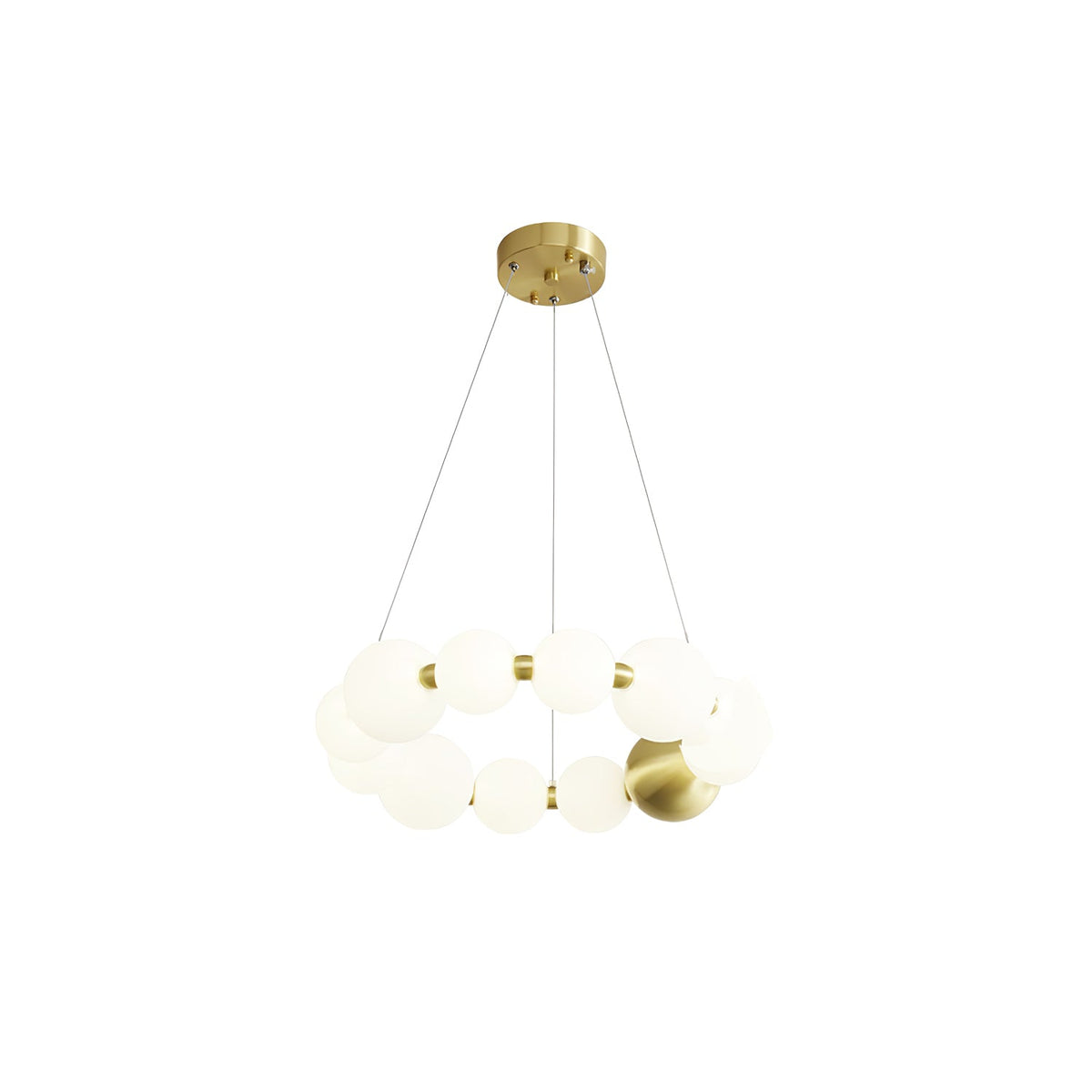 Acrylic Pearl Chandelier in Brass – Modern LED Pendant for Dining Room and Living Room