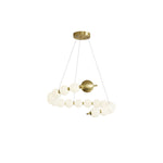 Acrylic Pearl Chandelier in Brass – Modern LED Pendant for Dining Room and Living Room