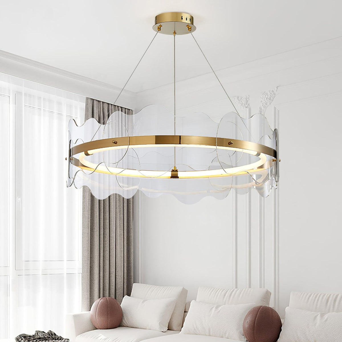 Acrylic Wave Chandelier Modern LED Pendant Light for Dining Room and Living Room