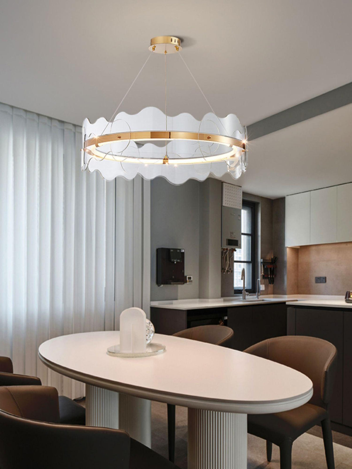 Acrylic Wave Chandelier Modern LED Pendant Light for Dining Room and Living Room