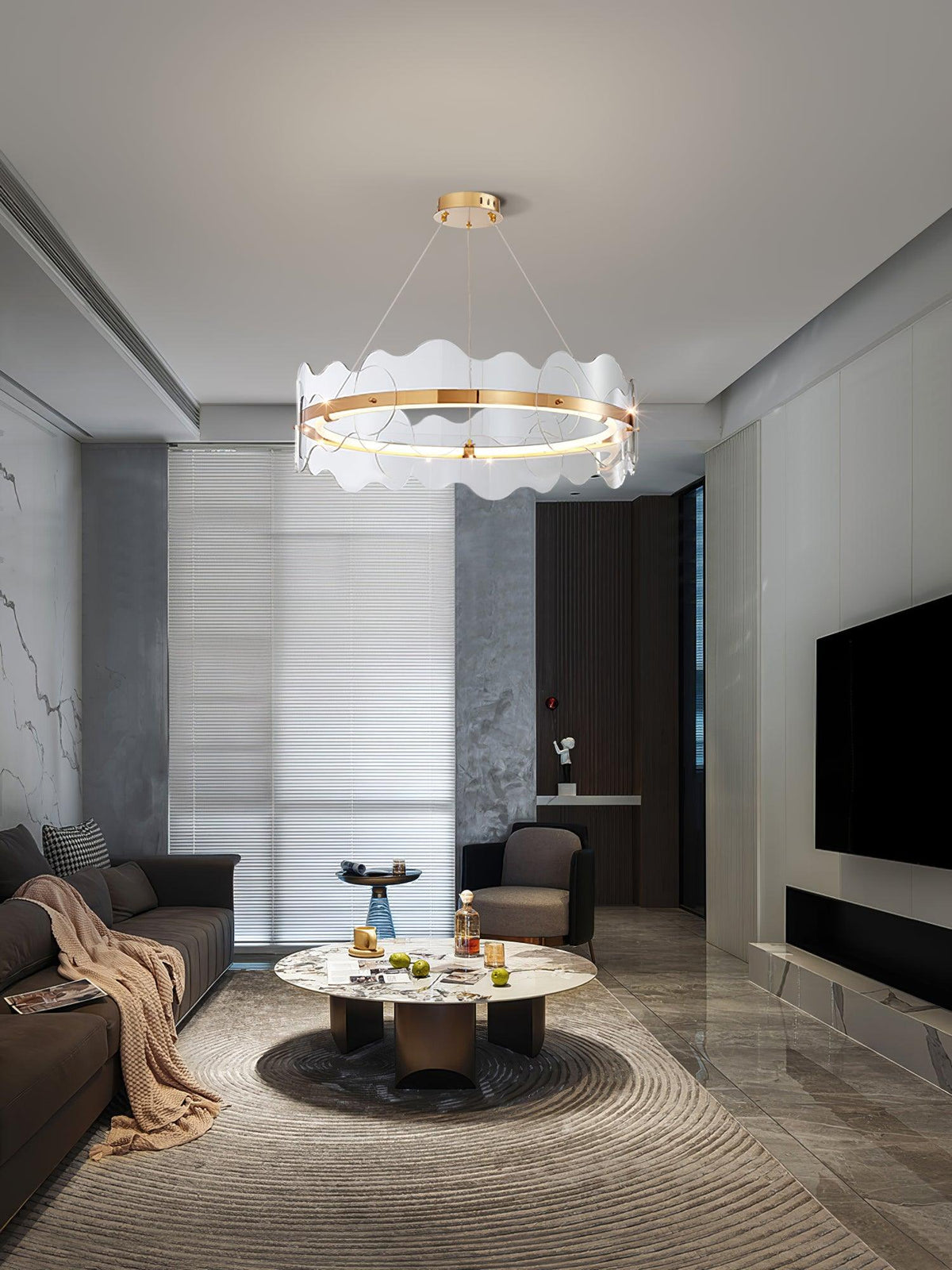 Acrylic Wave Chandelier Modern LED Pendant Light for Dining Room and Living Room