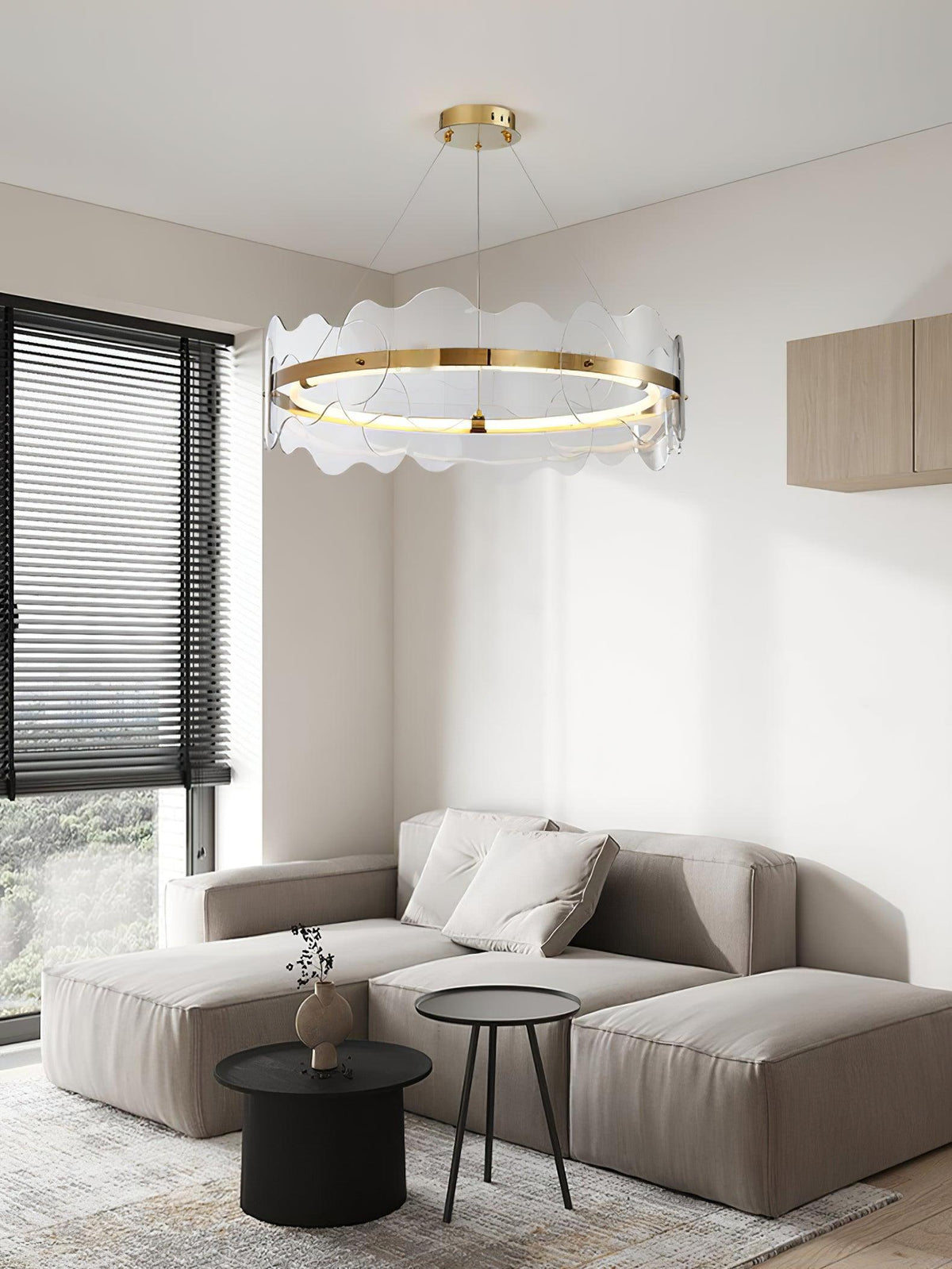 Acrylic Wave Chandelier Modern LED Pendant Light for Dining Room and Living Room
