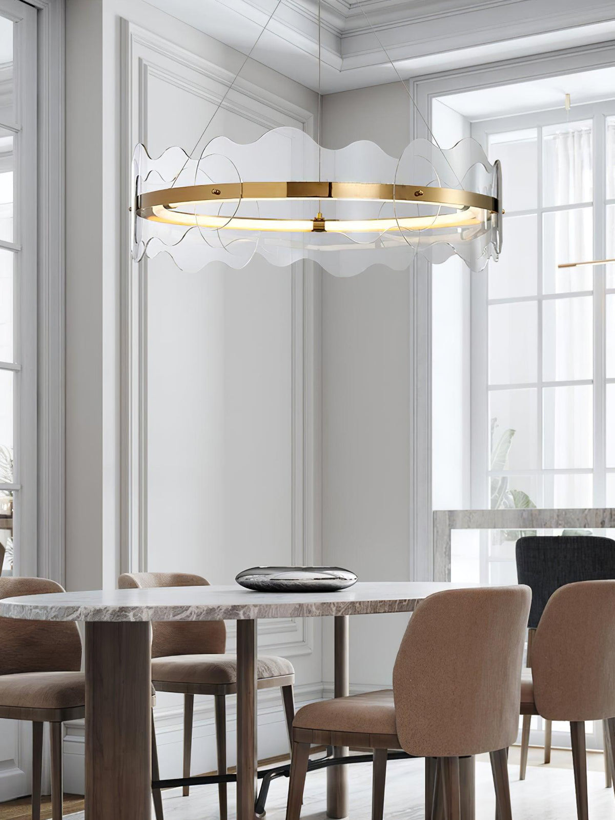 Acrylic Wave Chandelier Modern LED Pendant Light for Dining Room and Living Room