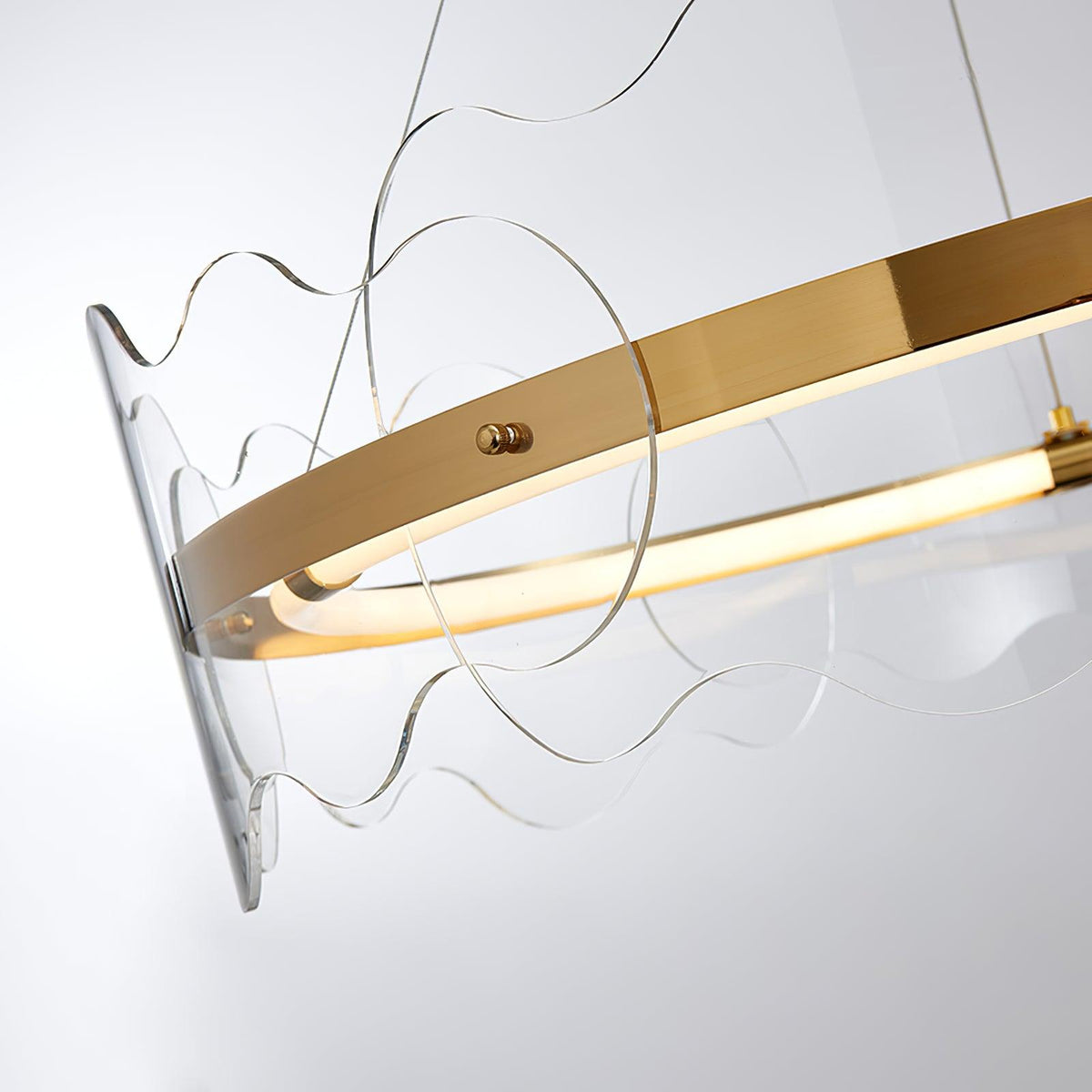 Acrylic Wave Chandelier Modern LED Pendant Light for Dining Room and Living Room