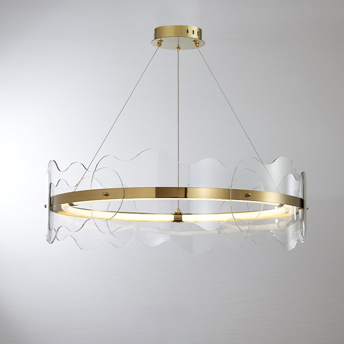 Acrylic Wave Chandelier Modern LED Pendant Light for Dining Room and Living Room