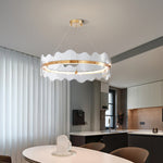 Acrylic Wave Chandelier Modern LED Pendant Light for Dining Room and Living Room