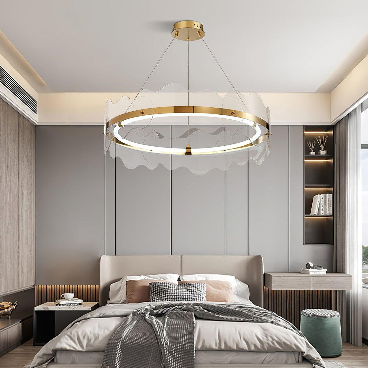 Acrylic Wave Chandelier Modern LED Pendant Light for Dining Room and Living Room