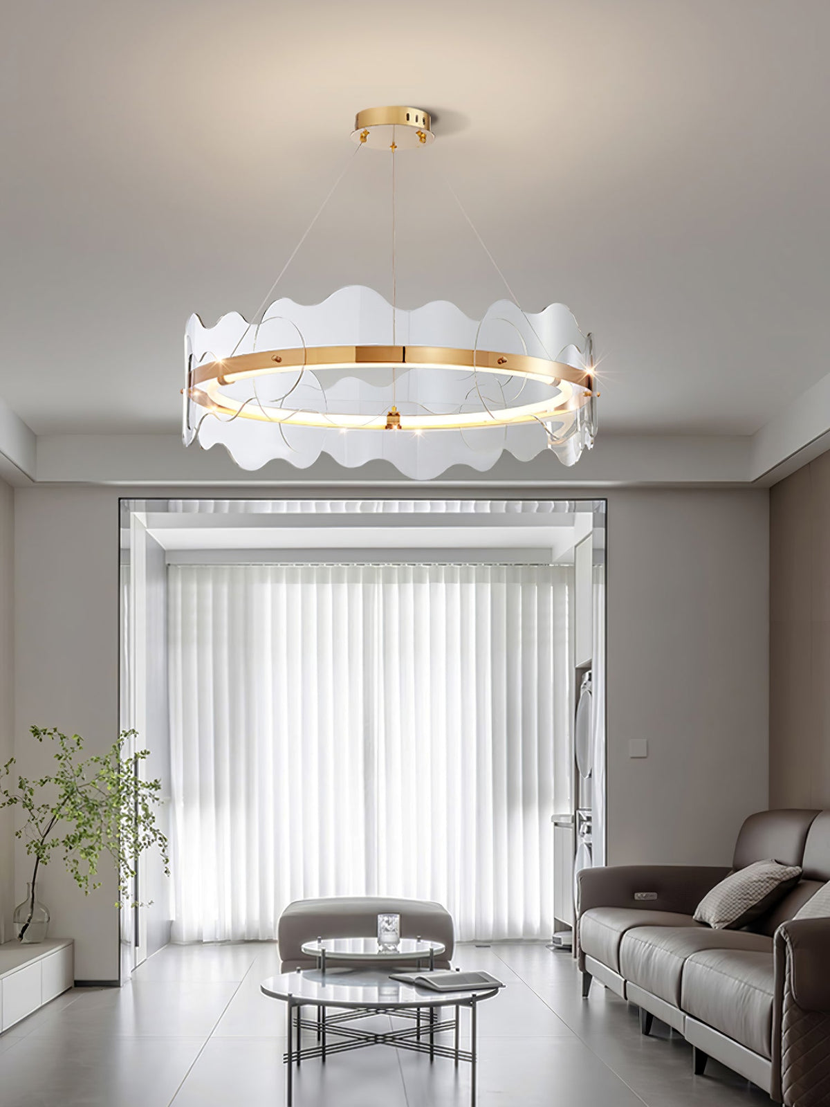 Acrylic Wave Chandelier Modern LED Pendant Light for Dining Room and Living Room