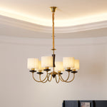 Acurt Chandelier — Walnut & Copper Pleated Pendant Light