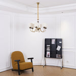 Acurt Chandelier — Walnut & Copper Pleated Pendant Light