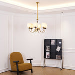 Acurt Chandelier — Walnut & Copper Pleated Pendant Light