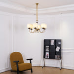 Acurt Chandelier — Walnut & Copper Pleated Pendant Light