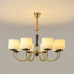 Acurt Chandelier — Walnut & Copper Pleated Pendant Light