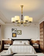 Acurt Chandelier — Walnut & Copper Pleated Pendant Light