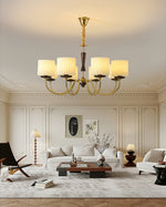 Acurt Chandelier — Walnut & Copper Pleated Pendant Light