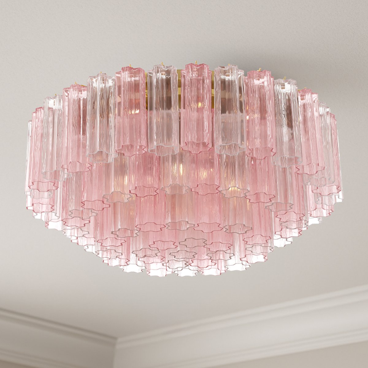 Eloria Glass Semi-Flush Ceiling Light in Gold Finish