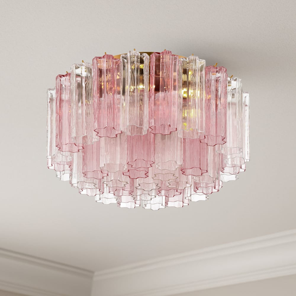Eloria Glass Semi-Flush Ceiling Light in Gold Finish