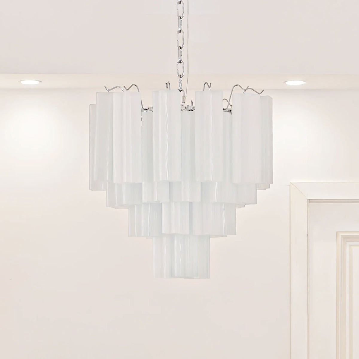 Aveline Modern Glass Chandelier with Nickel Frame