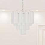 Aveline Modern Glass Chandelier with Nickel Frame