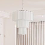 Aveline Modern Glass Chandelier with Nickel Frame